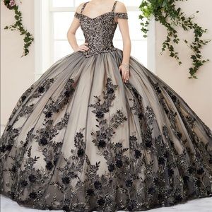 House of wu black/champagne dress